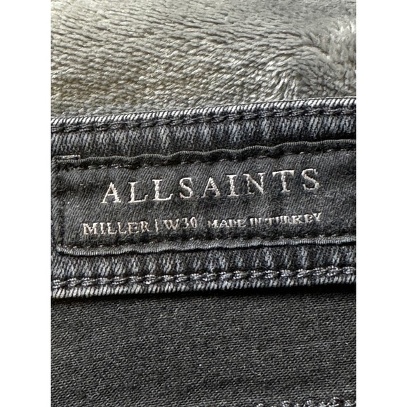 AllSaints Miller Jeans Womens 30 Charcoal Gray Skinny‎ Stretch Raw Step Hem - Picture 7 of 13